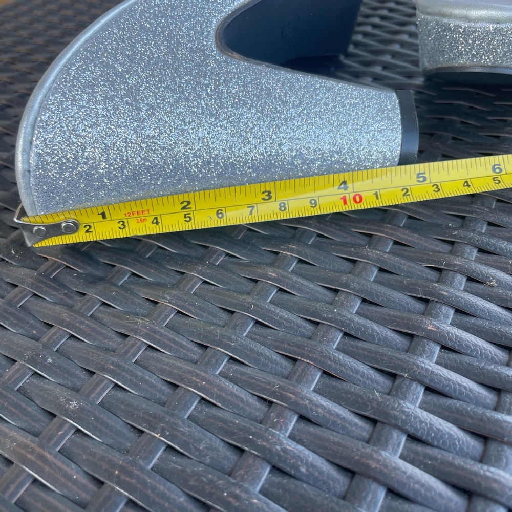 Silver Glitter Rhinestone Block Heeled Sandals Size 40 - Picture 10 of 11